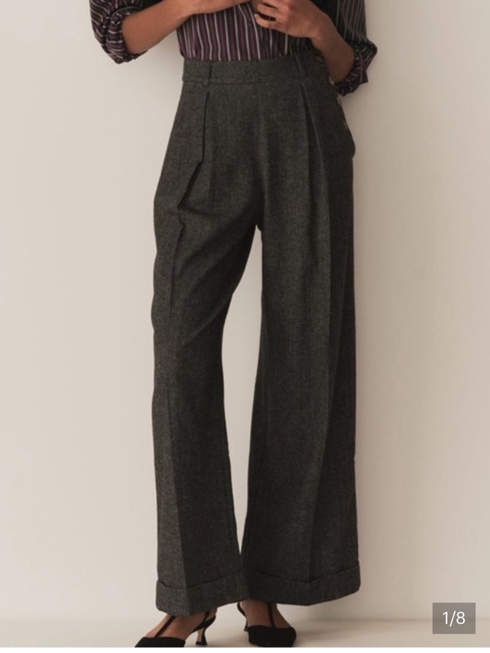 Doen Lawrence Wide Leg Pants Herringbone